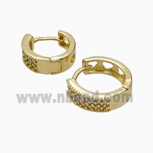 Copper Hoop Earrings Micropave Zirconia Gold Plated