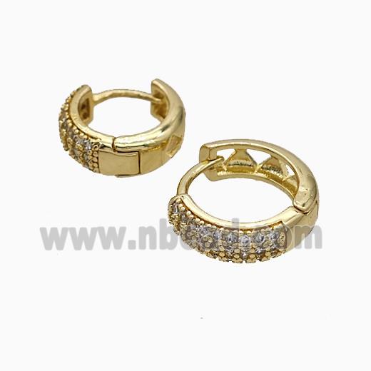 Copper Hoop Earrings Micropave Zirconia Gold Plated