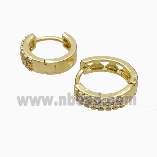 Copper Hoop Earrings Micropave Zirconia Gold Plated