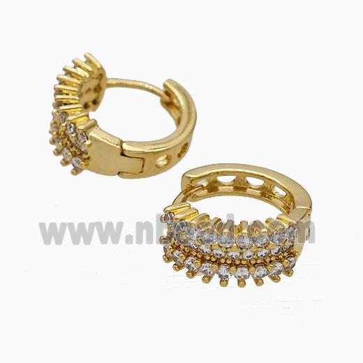 Copper Hoop Earrings Micropave Zirconia Gold Plated