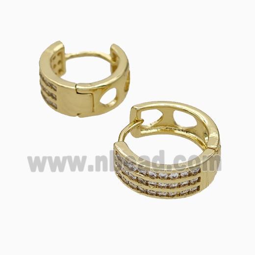 Copper Hoop Earrings Micropave Zirconia Gold Plated