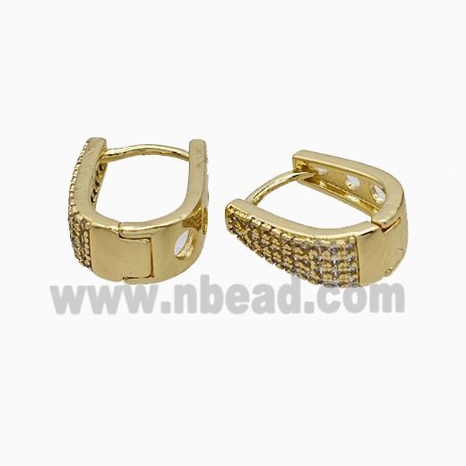 Copper Hoop Earrings Micropave Zirconia Gold Plated