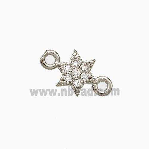 Copper Star Connector Pave Zirconia Platinum Plated