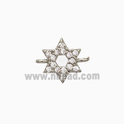Copper Star Connector Pave Zirconia Platinum Plated