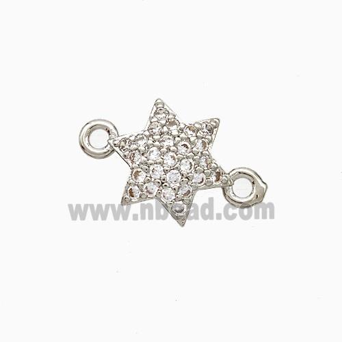 Copper Star Connector Pave Zirconia Platinum Plated
