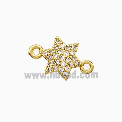 Copper Star Connector Pave Zirconia Gold Plated