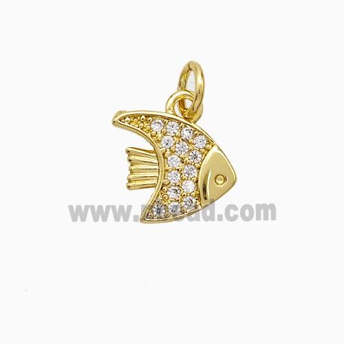 Copper Fish Pendant Micropave Zirconia Gold Plated
