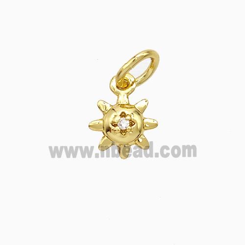 Copper Sun Pendant Pave Zirconia Gold Plated