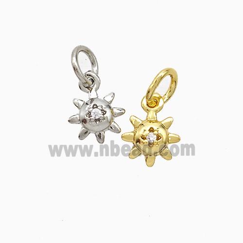 Copper Sun Pendant Pave Zirconia Mixed