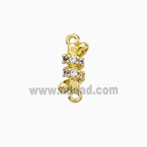 Copper Connector Pave Zirconia Gold Plated