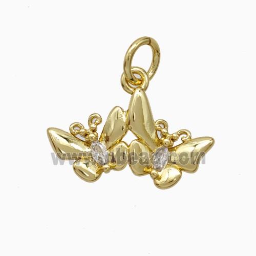 Copper Butterfly Pendant Pave Zirconia Gold Plated