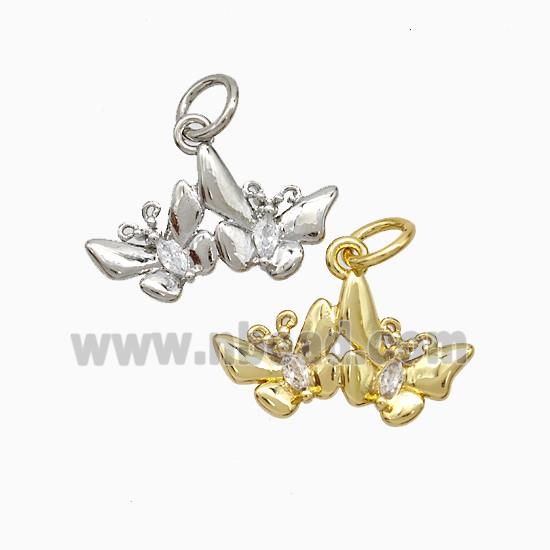 Copper Butterfly Pendant Pave Zirconia Mixed