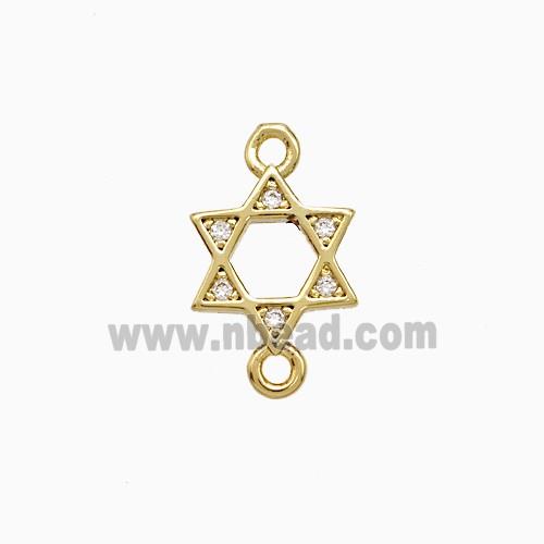 Copper David Star Connector Pave Zirconia Gold Plated