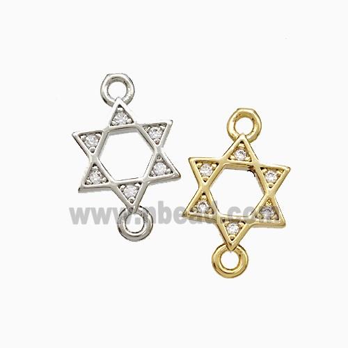 Copper David Star Connector Pave Zirconia Mixed