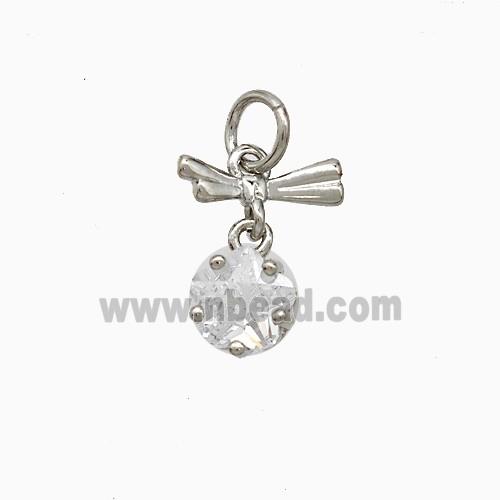 Copper Dragonfly Pendant Pave Zirconia Platinum Plated