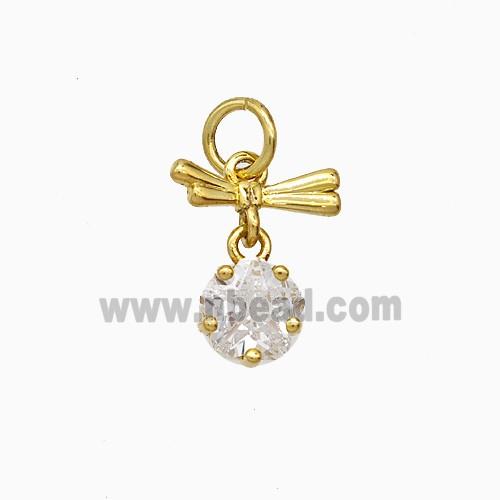 Copper Dragonfly Pendant Pave Zirconia Gold Plated