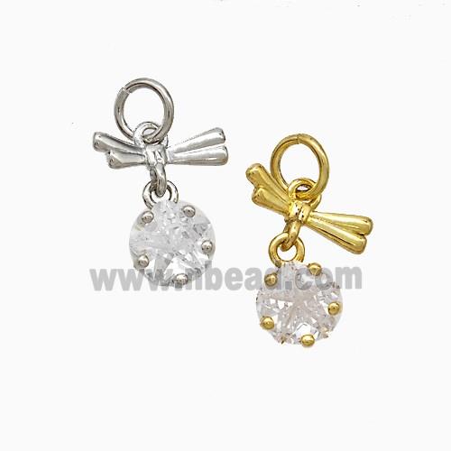 Copper Dragonfly Pendant Pave Zirconia Mixed