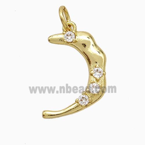 Copper Moon Pendant Pave Zirconia Gold Plated