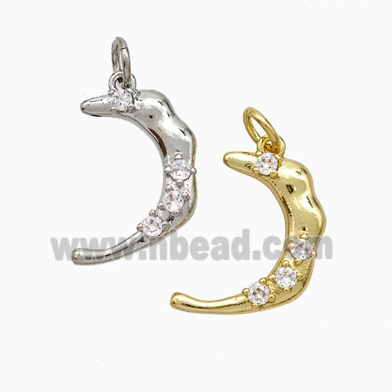 Copper Moon Pendant Pave Zirconia Mixed