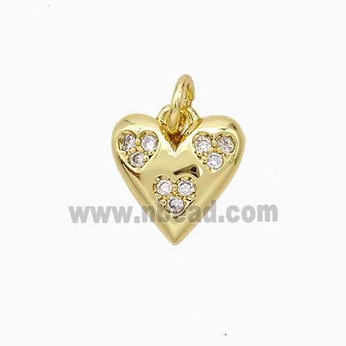 Copper Heart Pendant Pave Zirconia Gold Plated