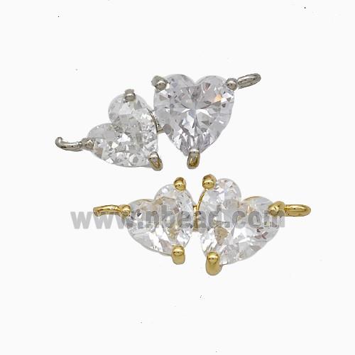 Copper Heart Connector Pave Zirconia Mixed