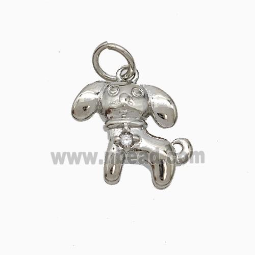Copper Dog Pendant Pave Zirconia Platinum Plated