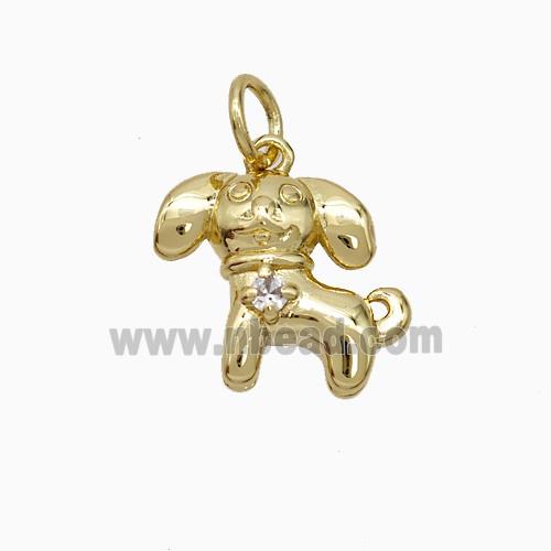 Copper Dog Pendant Pave Zirconia Gold Plated