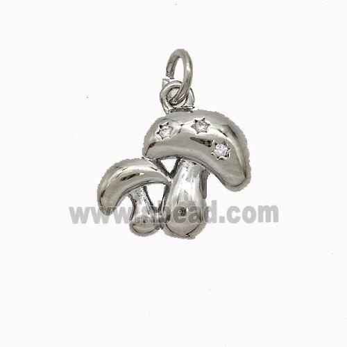 Copper Muchroom Pave Zirconia Platinum Plated