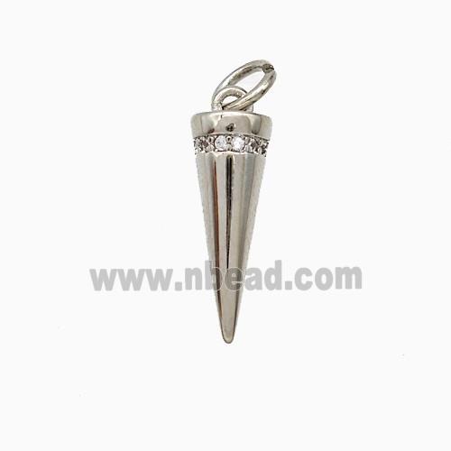 Copper Pendulum Pendant Pave Zirconia Platinum Plated