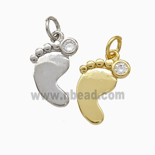 Copper Footprint Pendant Pave Zirconia Mixed