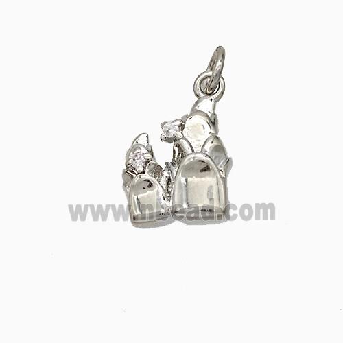 Copper Flower Pendant Pave Zirconia Platinum Plated