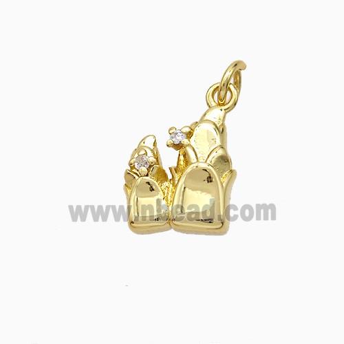 Copper Flower Pendant Pave Zirconia Gold Plated