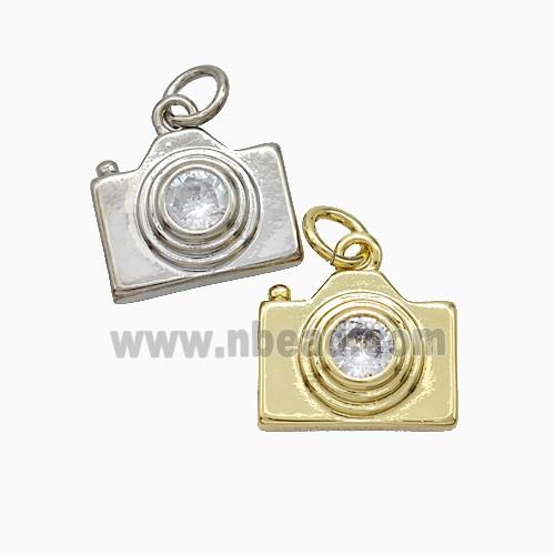 Copper Camera Pendant Pave Zirconia Mixed