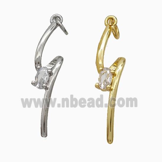Copper Lightning Pendant Pave Zirconia Mixed