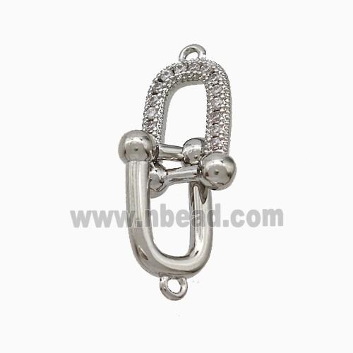 Copper U Connector Pave Zirconia Platinum Plated
