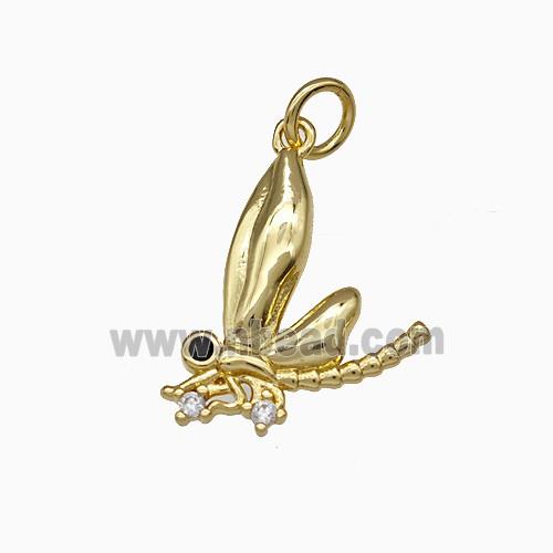 Copper Dragonfly Pendant Pave Zirconia Gold Plated