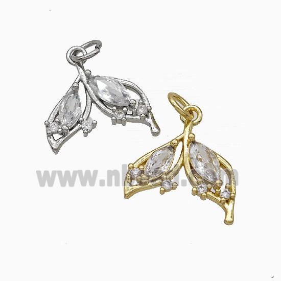 Copper Leaf Pendant Pave Zirconia Mixed