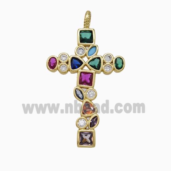 Copper Cross Pendant Pave Zirconia Gold Plated