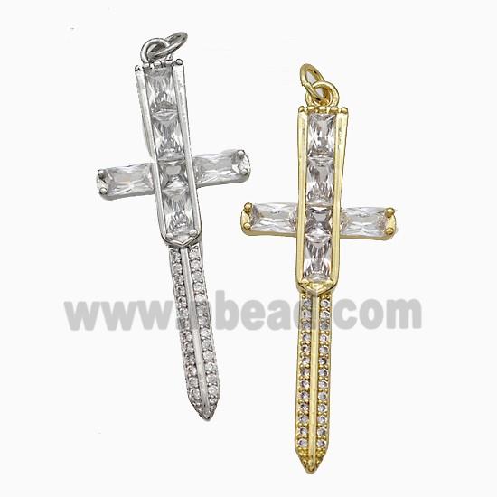 Copper Cross Pendant Pave Zirconia Mixed