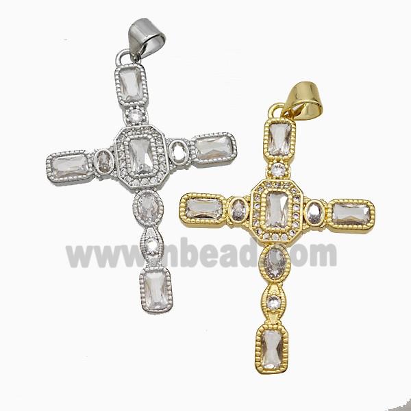 Copper Cross Pendant Pave Zirconia Mixed