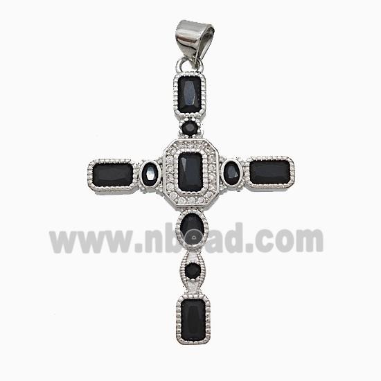 Copper Cross Pendant Pave Zirconia Platinum Plated