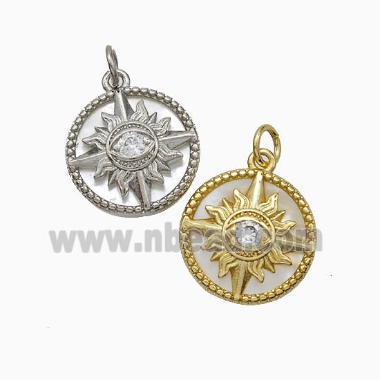 Copper Sun Eye Pendant Pave Zirconia Mixed