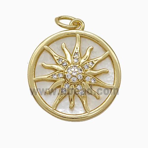 Copper Sun Pendant Pave Zirconia Gold Plated