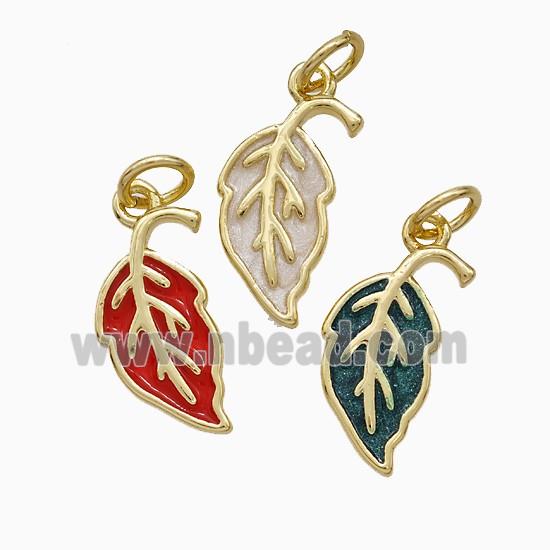Copper Leaf Pendant Painted Gold Plated Mixed