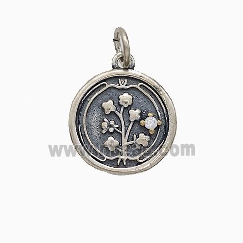 Copper Flower Pendant Painted Platinum Plated