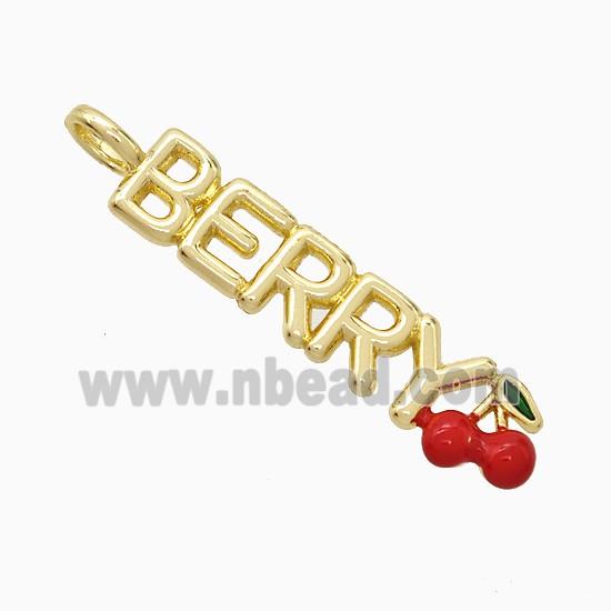 Copper Berry Cherry Pendant Red Enamel Gold Plated