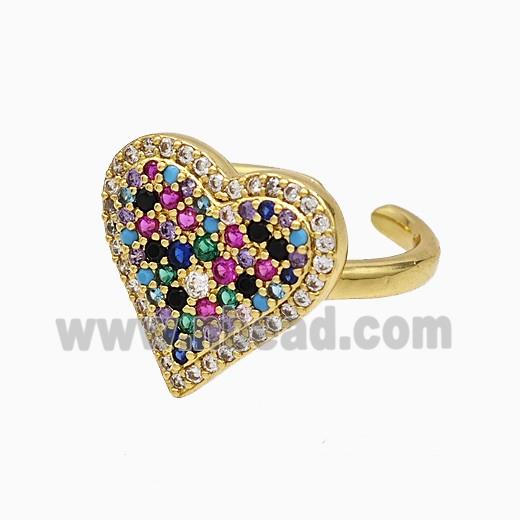 Copper Heart Rings Micropave Zirconia Gold Plated