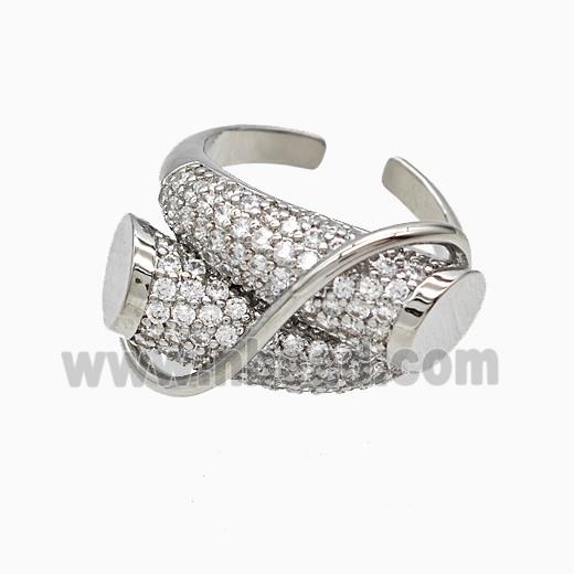Copper Rings Pave Zirconia Platinum Plated