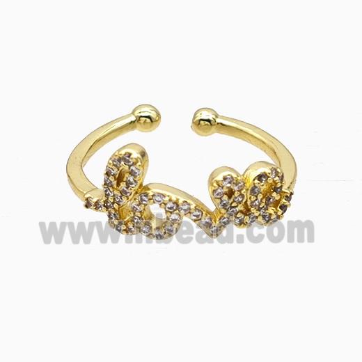 Copper Love Rings Pave Zirconia Gold Plated