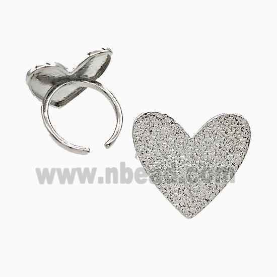 Copper Heart Rings Hammered Platinum Plated